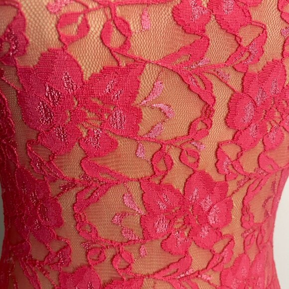 Pink Floral Lace Hi-Low Dress - Picture 9 of 12